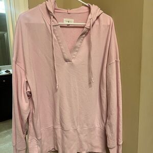 Lou & Grey Light Pink V-Neck Hoodie